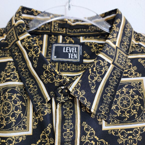 NWT Level Ten Baroque Shirts Mens M Black Gold - Picture 4 of 8